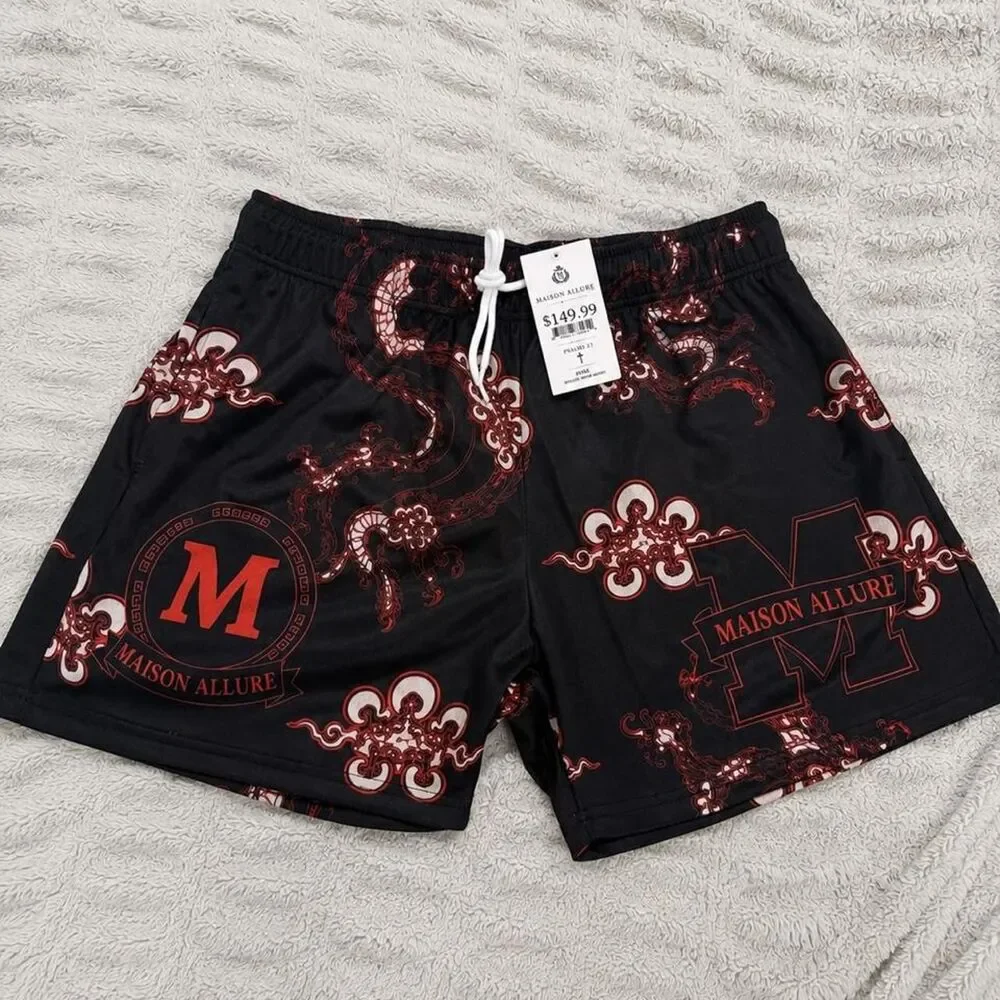 Maison Allure Streetwear Red Dragon Mesh Shorts - Large